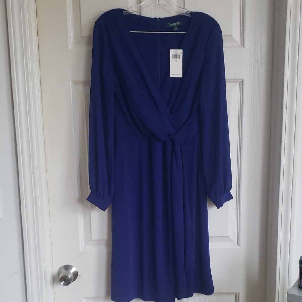 Lauren Ralph Lauren Women's Deep Blue Long Sleeve Dress